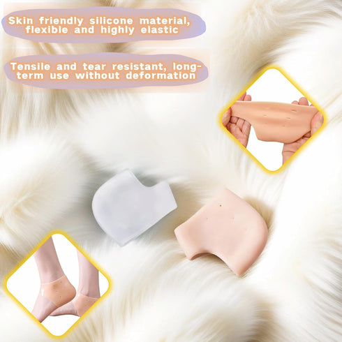 SAYUANVA 2 Heel Sleeves for Women & Men, Silicone Heel Protectors for Cracked Heels & Plantar Fasciitis Pain Relief