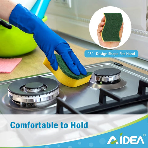 AIDEA Heavy Duty Scrub Sponge-50 Count, Eco Scrub Pads for Effortless Cleaning of Dishes, Pots, and Pans