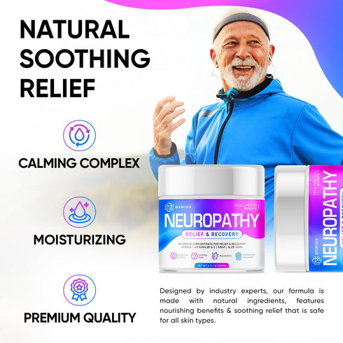 Genius Neuropathy Nerve Relief Cream - Maximum Strength for Foot, Hands, Legs, Toes - 4oz