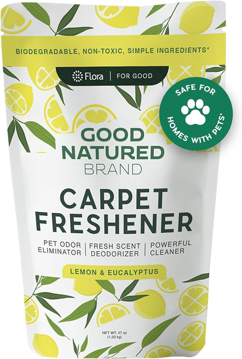 Carpet Deodorizer & Freshener Powder | Pet Odor Eliminator with Fresh Lemon & Eucalyptus Scent | Biodegradable, 47oz