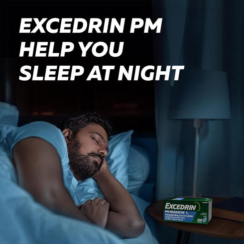 Excedrin PM Sleep Aid Caplets, Nighttime Headaches Relief, 100 Count
