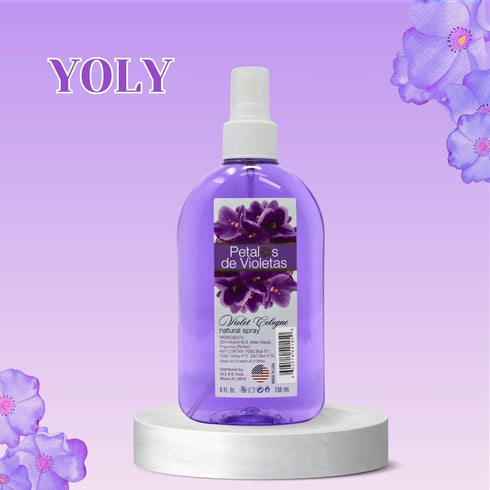 YOLY Petalos de Violetas - Traditional Violet Cologne, Long Lasting for Babies and Adults (8 Fl Oz/Pack of 1)
