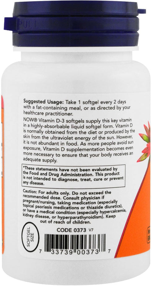 Now Foods Vitamin D-3 5,000 IU, High Potency, 240 Softgels (4 Pack)
