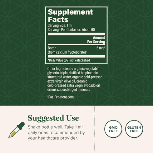 Global Healing Boron Supplement for Bone Health, Metabolism, Enhanced Magnesium Absorption, 5 mg (2 Oz) for Men and