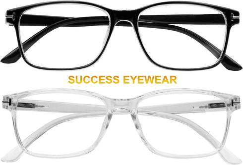 Success Eyewear Computer Glasses - 2 Pack Anti Glare Reflection Classic Reading Glasses for Men and Women