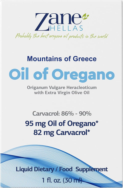 Zane Hellas 50% Oregano Oil - Greek Essential Oil, 1 fl. oz.- 30ml, 86% Min Carvacrol