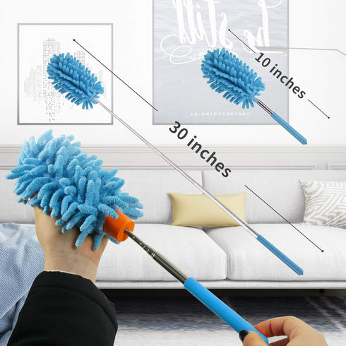 Microfiber Duster for Cleaning: Telescoping Extension Pole Mini Dusters for Car, Window, and Office