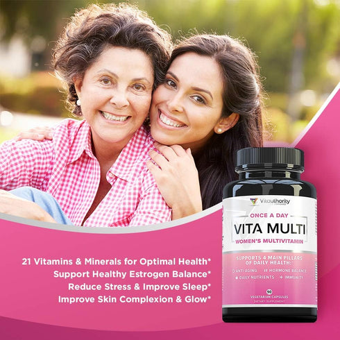 VITA Multi Multivitamin for Women - Daily Multi-Vitamin Supplement with DIM, Iodine, Ashwagandha | Supports Youthful