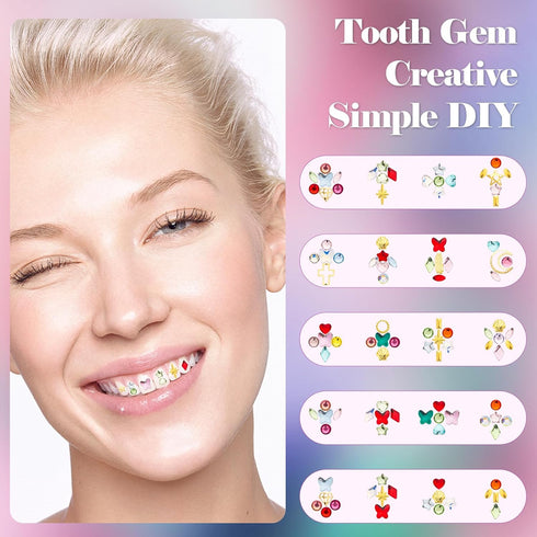 Novani 690 Pieces Tooth Gems Jewelry Kit for Teeth, DIY Crystal Rhinestones in Mixed Sizes and Colors