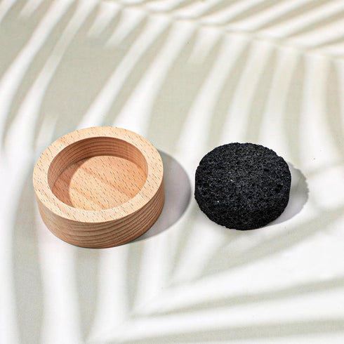 XLIUAX Lava Rock Diffuser, Sauna Accessories Small Lava Rock Diffuser with Natural Beechwood Base for Sauna Passive
