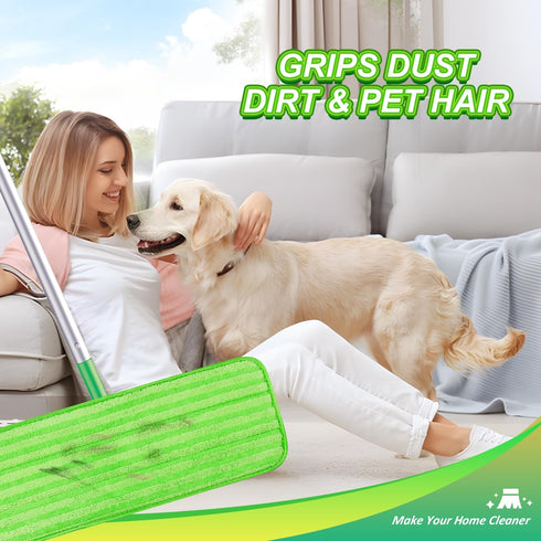 4 Pack Microfiber Mop Pads for Swiffer XL Mops, Reusable Wet and Dry Cloths for Hardwood Cleaning