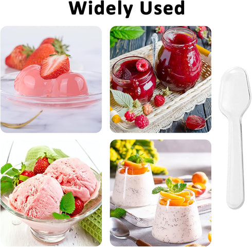 500PCS Clear Plastic Cutlery, Disposable Small Spoons for Tasting Dessert, Jelly, Ice Cream, Cake