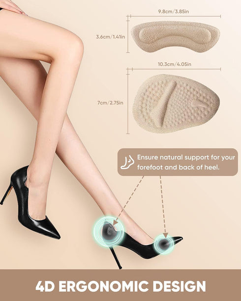 ONUEMP 6 Pairs Heel Pads for Shoes, Silicone Grips and Ball of Foot Cushions for Men Women, Pain Relief Inserts
