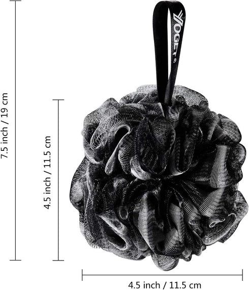 Yoget Bath Loofah Sponge, 4 Pack Black 60G Shower Mesh Ball Soft Pouf Body Scrubber for Exfoliating Skin