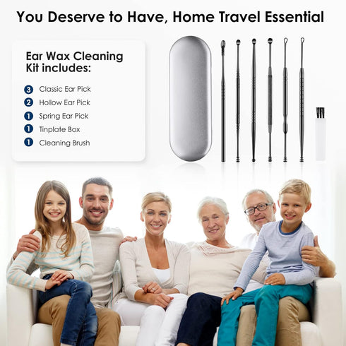 Ear Cleaning Kit, Safe Ear Wax Removal Tool, Easy to Use, Painless Ear Pick with Storage Box