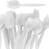 BPA-Free White Disposable Sporks 100 Pk, Recyclable Eco-Friendly Kid-Safe 2-in-1 Utensils for Large Meals