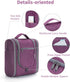 Narwey Small Hanging Toiletry Bag for Women, Travel Makeup Organizer for Toiletries, Medium, Dark Purple