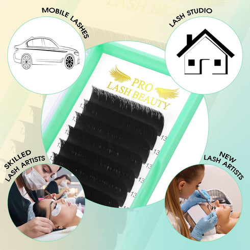 Volume Lash Extensions D-0.07-16 - Easy Fan Volume Lashes, Mega Volume Eyelash Extensions