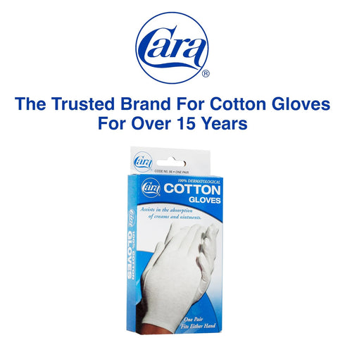 Moisturizing Eczema 100% Premium Cotton Gloves, Large, White, Cara, 1 Pair