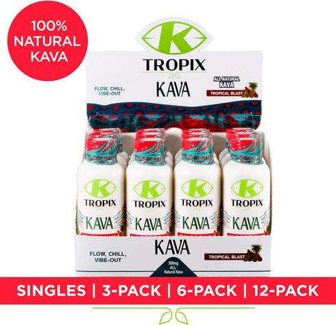 Kava Shot Tropical Blast - Kava Drink - Kava Root Extract Supplement - Alcohol Replacement Drinks - 1 Pack