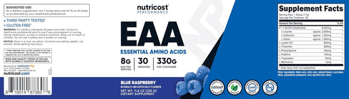 Nutricost EAA Powder, 30 Servings (Blue Raspberry) - Essential Amino Acids, Non-GMO, Gluten Free
