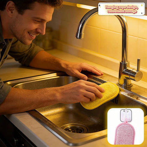 SAYUANVA Dual-Sided Kitchen Scrubbing Sponges, Heavy Duty Non-Scratch Cleaning Sponges, Extra Thick Dual-Sided Sponge