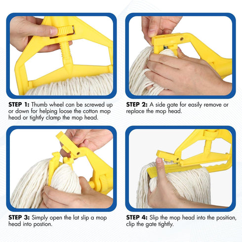 KULED Heavy Duty Industrial Mop | Commercial Mop with Long Handle | Cotton Mop with 2 Mop Heads for Floor Cleaning