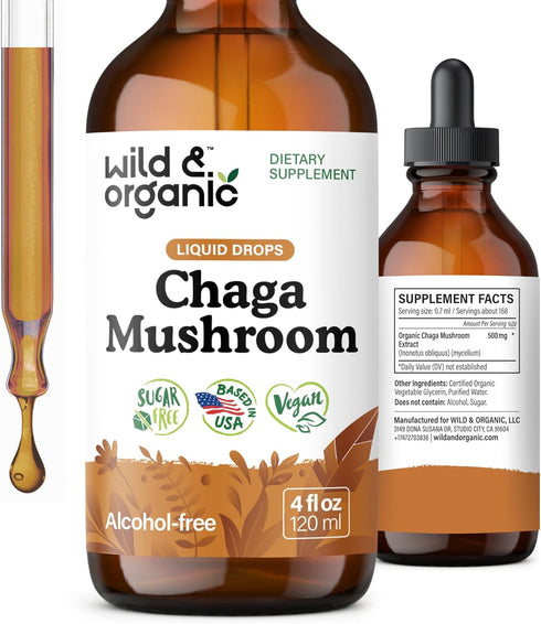 Wild & Organic Chaga Mushroom Drops - Immune Support with Chaga Extract