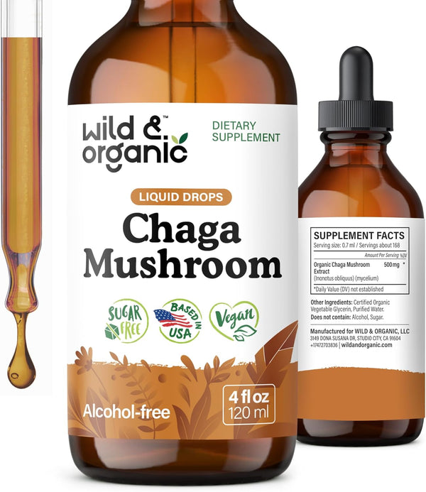 Wild & Organic Chaga Mushroom Drops - Immune Support with Chaga Extract