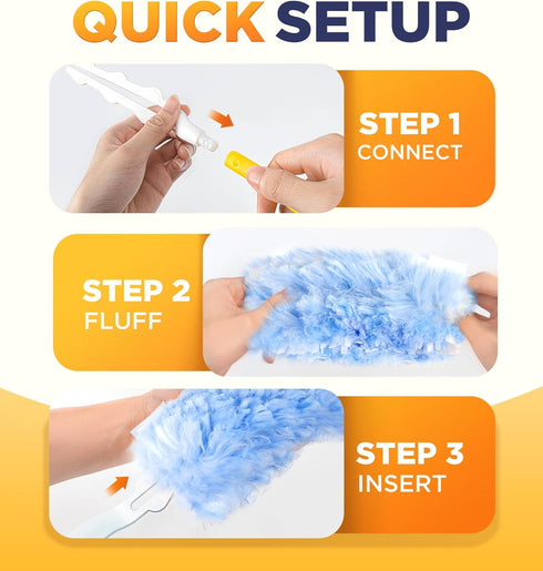 Heavy Duty Duster Kit with 20 Refills & 1 Handle, Compatible with Swiffer Dusters, Unscented Disposable Dusters