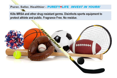 Purefypro Sports Equipment Disinfectant Spray - (3.4oz, 2pk) TSA Travel Size. Kills 99.9999% MRSA, HIV, Athlete Foot Fungus, Virus and Fungi. No Rinse, No Residue. Great For Sports Pads, Yoga Mats,
