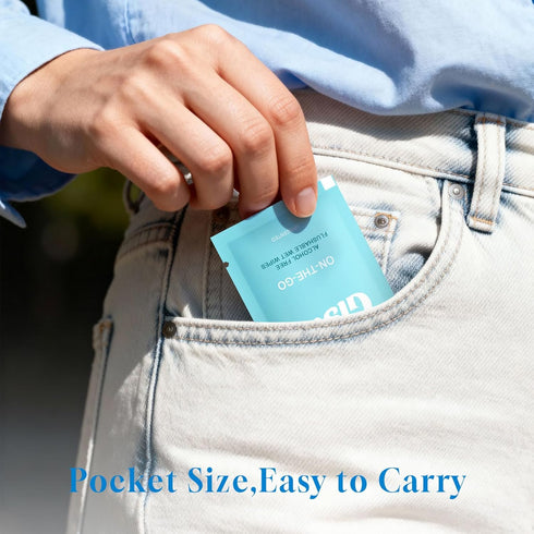 Pack 50) Flushable Wipes for Adults Individually Wrapped Unscented Wet Wipes Bulk Travel Size Toilet Wipes for Men