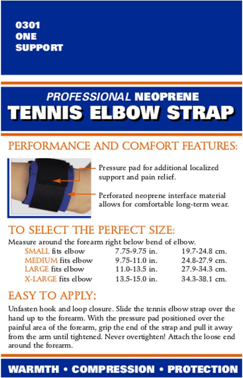 OTC Forearm Band, Compression Strap with Support Pad, Black, Large