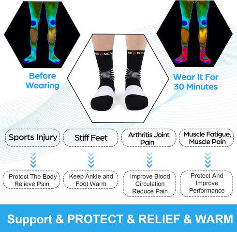 NEENCA Ankle Compression Socks, Medical Stockings for Injury Recovery & Pain Relief, Sports Protection 20-30mmHg