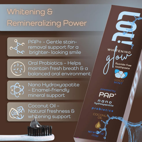LOL Whitening Glow Coco-Mint Toothpaste Whitening with Pap +, Nano Hydroxyapatite Toothpaste Sensitive Teeth, Coconut