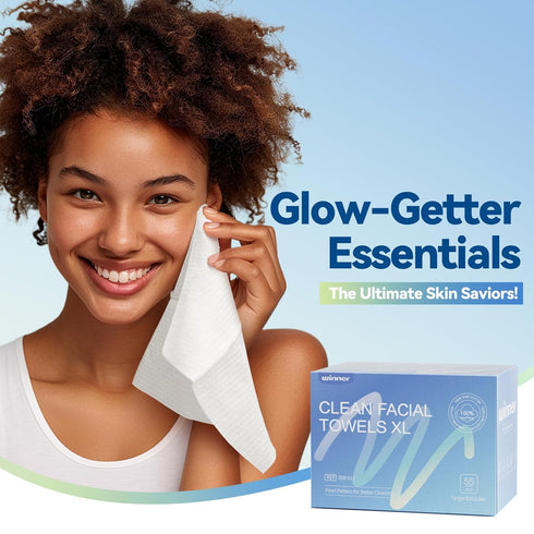 Winner Disposable Face Towels | 100% USA Cotton Face Towelettes, 110 Count, 2 Pack | Soft & Thick Makeup Remover Wipes