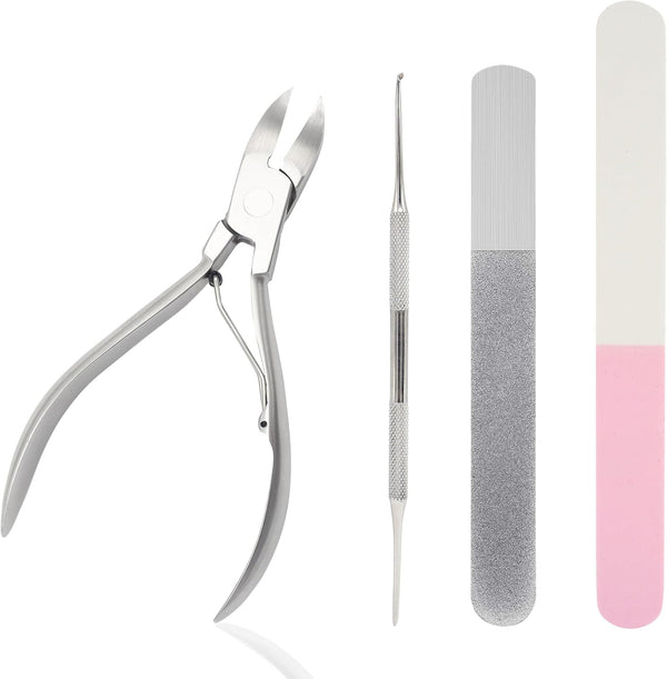 Stellmacher Toenail Clippers, Professional Nail Care Kit with Stainless Steel Nail Clipper, 4 Pieces Manicure &