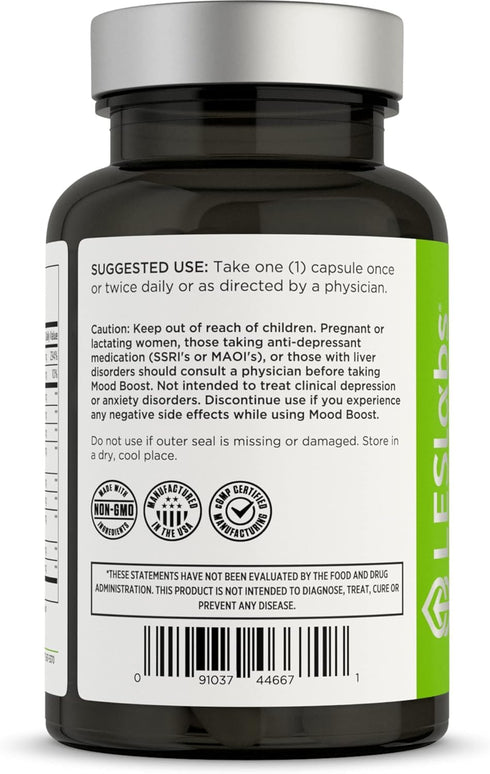 LES Labs Mood Boost - Stress Relief & Mood Support, Non-GMO Supplement, 60 Capsules