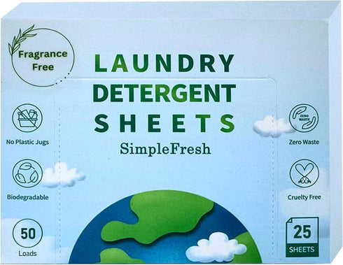 Kindly Laundry Detergent Sheets, 25 Sheets (50 Loads), Fragrance Free, Eco-Friendly, Plant-Based, Hypoallergenic