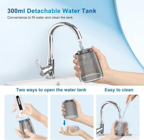 JNGOODS Cordless Water Dental Flosser, 300ml Rechargeable Oral Irrigator for Teeth, IPX7 Waterproof, 4 Modes, 4 Jet