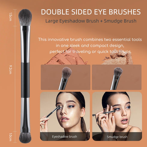 ENERGY Travel Eye Makeup Brush Set, 4PCS Eyeshadow Blending Eyeliner Kit with Portable Mirror Case