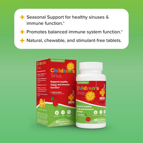 Redd Remedies Children's Sinus Support, Immune and Respiratory Health Formula, Cherry Flavor, 60 Chewable Tablets