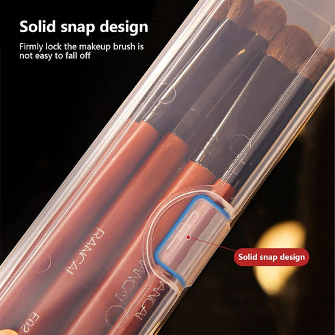 Portable Travel Cosmetic Brush Holder, Dispenser Storage Box with Transparent Lid, 3 pcs