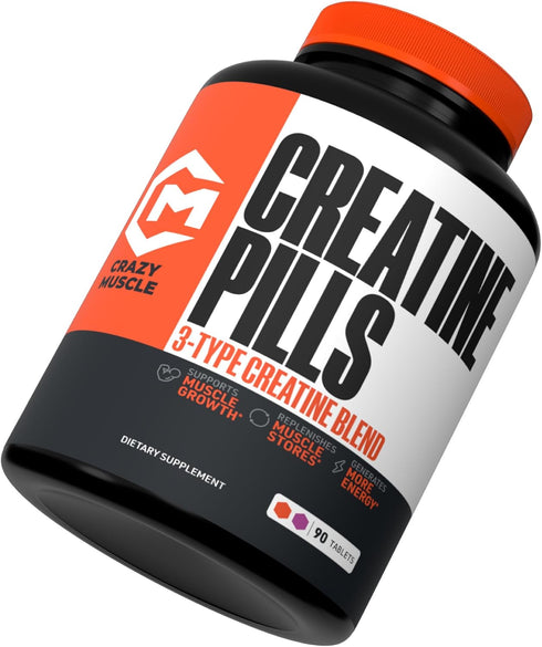 Creatine Pills - 5g 3X Pure Creatine Monohydrate Pills for Pre Workout Muscle Mass Gainer - 90 Tablets