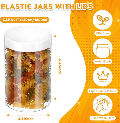 Patelai 4 Pieces Round Clear Wide-mouth Jars - Leak Proof Plastic Containers for Travel Storage of Beauty Products