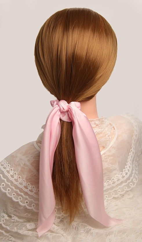 SUSULU Hair Scarf Scrunchies for Women, Solid Color Fabric Hair Ties with Bow, Pack of 8pcs