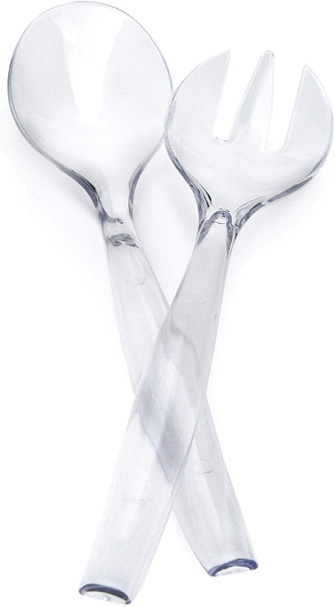 Plasticpro Disposable Plastic Serving Utensils Set of 4, Clear Heavyweight Salad Spoons and Forks