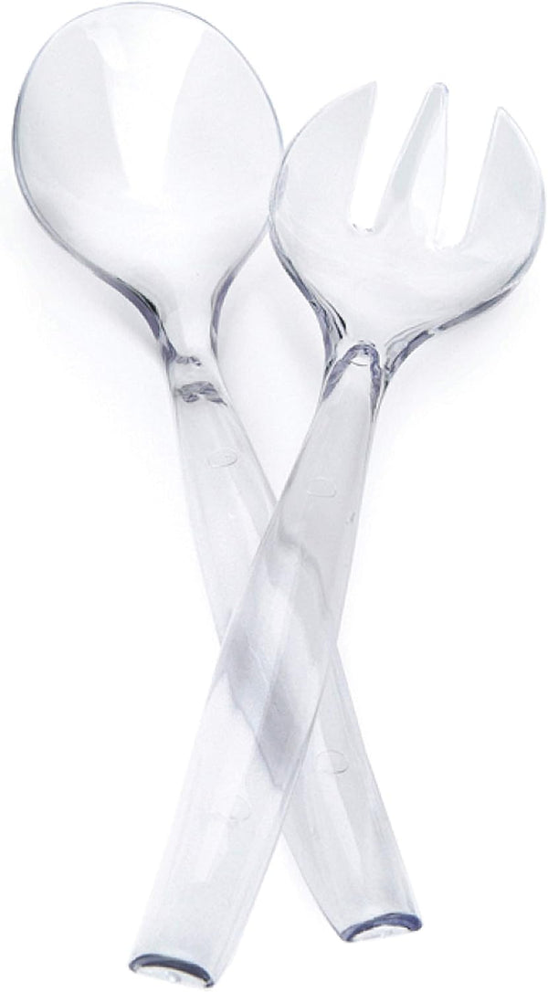 Plasticpro Disposable Plastic Serving Utensils Set of 4, Clear Heavyweight Salad Spoons and Forks