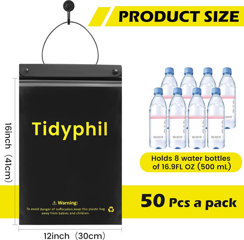 Tidyphil 150 2 PCS Disposable Car Trash Bags Hanging, Leak-proof, Odor Seal. Gallon Car Garbage Bags, Big Capacity.