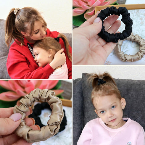 LILYSILK Pure Silk Scrunchies for Women - Colorful Hair Bow Ties, Unique Bobble Elastics Hair Scrunchy, 10pc-Mini